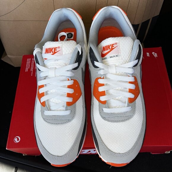 NEW Nike Air Max 90 White Safety Orange Black DM0029 108 Men’s Size 8.5 main image 7